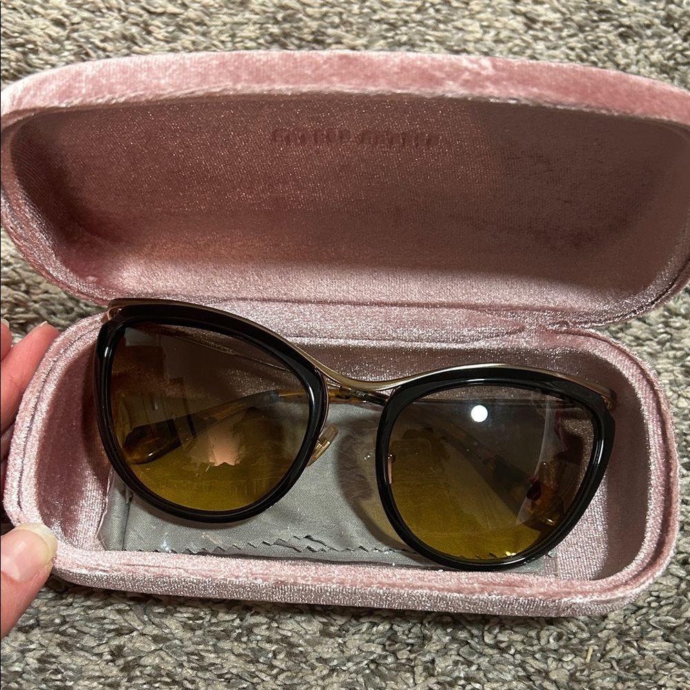 Miu Miu Black Frame Sunglasses with Brown Gradient Lenses - Picture 5 of 5